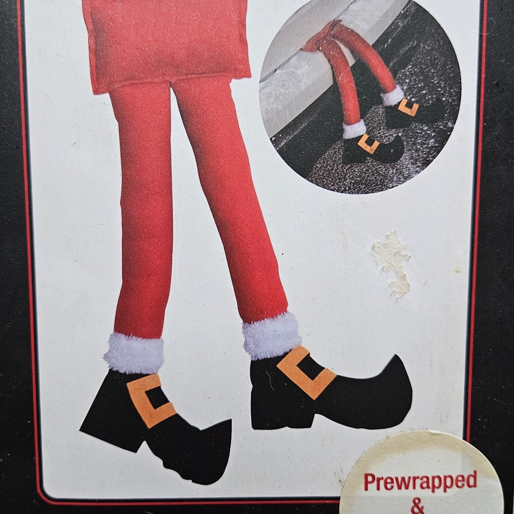 Festive Elf Leg Car Decoration - Red and Black